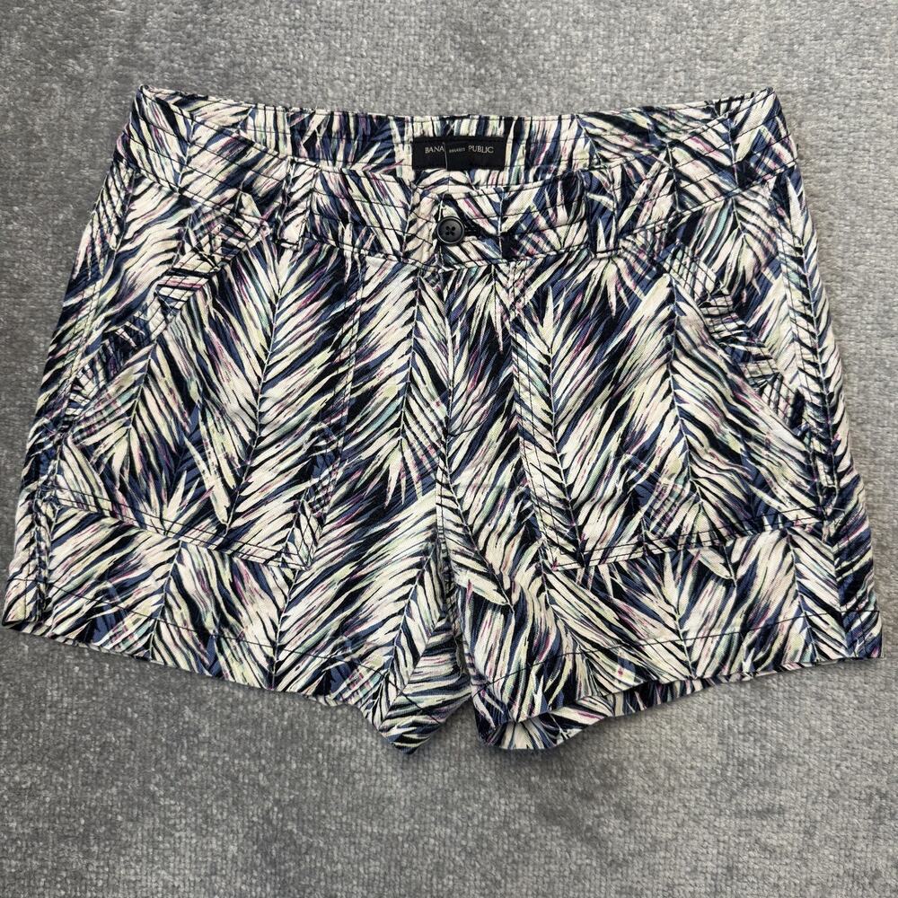 Banana Republic Shorts Womens 6 Palm Print Casual Summer Pockets Cotton Beach
